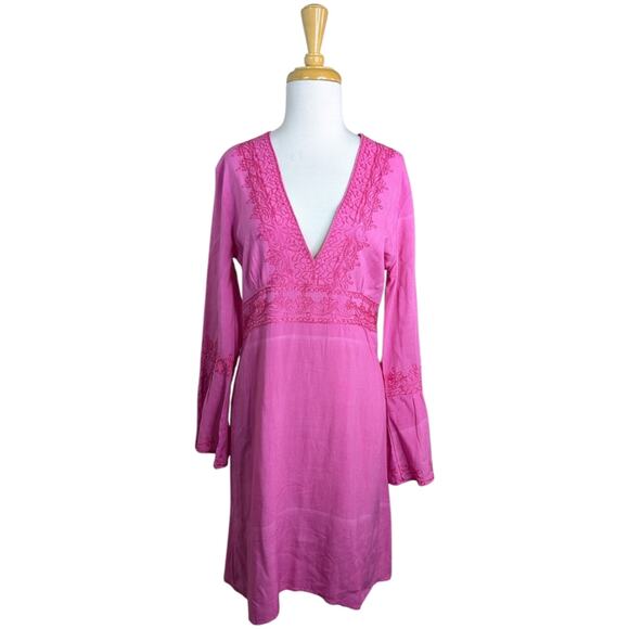 Vanesska Calypso Christiane Celle Mini Dress Womens Small Pink Y2K Babydoll Coqu - Picture 12 of 12